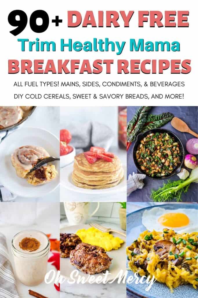 Pinterest Pin image for this Big List of Dairy Free THM Breakfast Recipes.