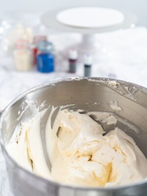 Mixing bowl of frosting