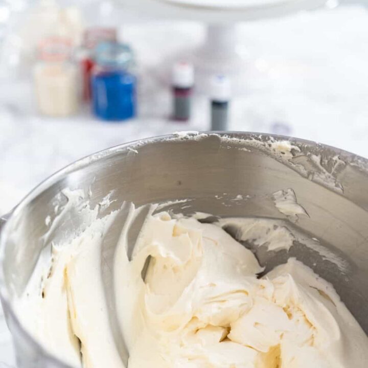 Mixing bowl of frosting