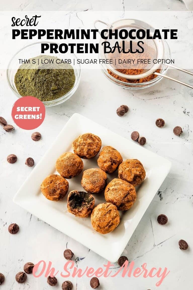 Secret Peppermint Chocolate Protein Balls | THM S, Low Carb - Oh Sweet ...