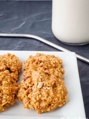 Plate of butterscotch no bake cookies