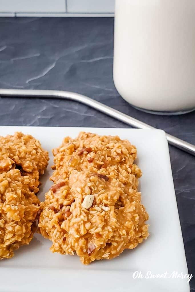 Plate of butterscotch no bake cookies