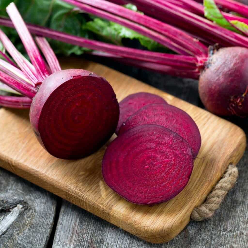 Cut beet on a cutting board