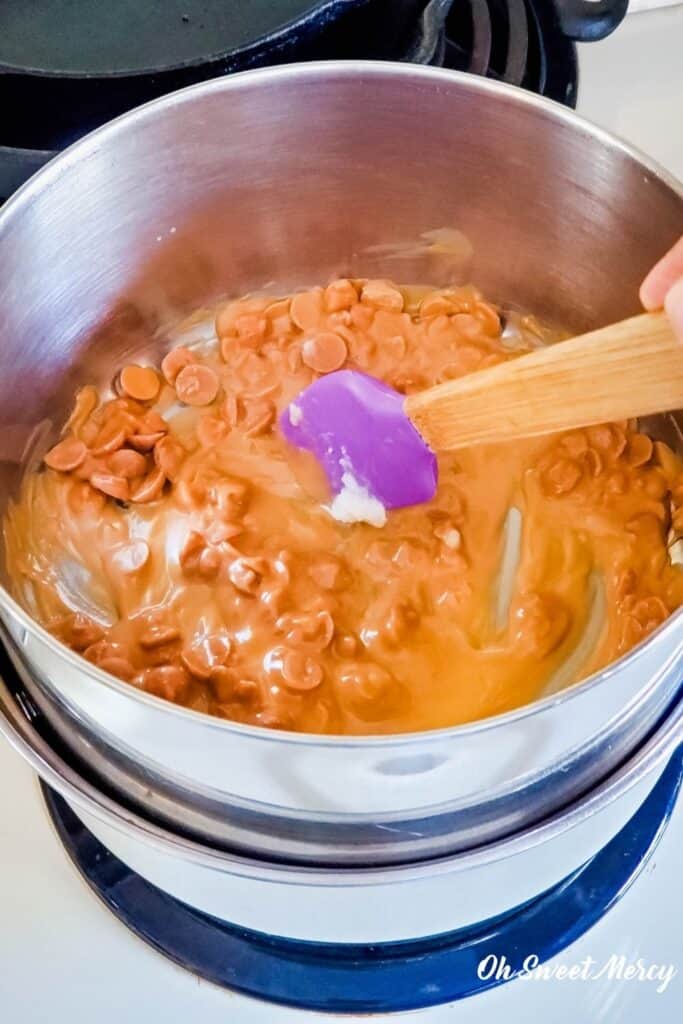 Melting baking chips with homemade double boiler