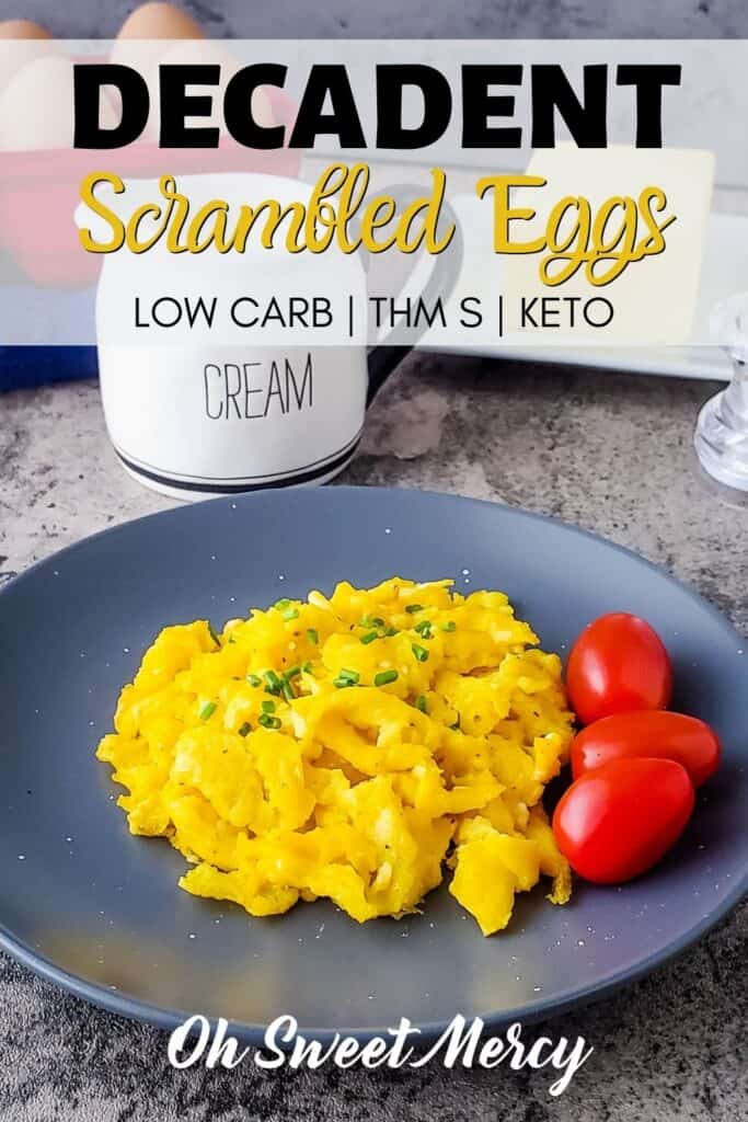 Pinterest Pin Image for Decadent Scrambled Eggs Recipe