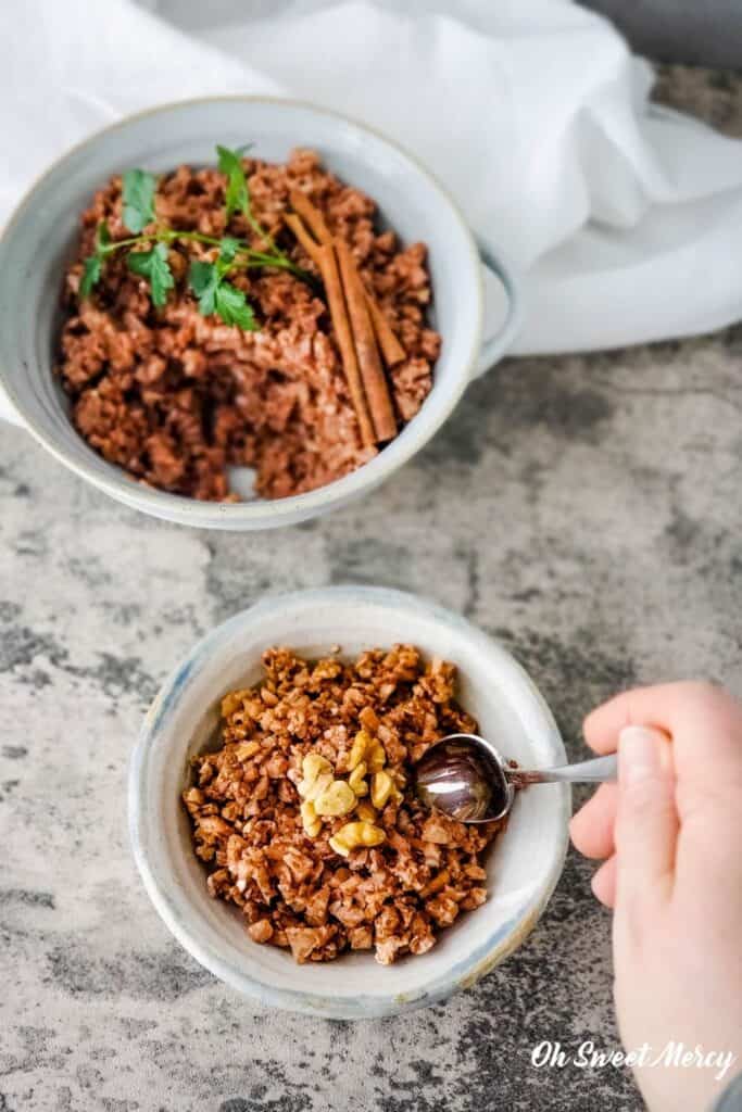 bowl of charoset with spoon