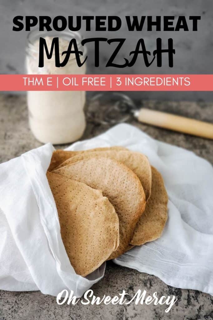 Pinterest Pin Image for sprouted wheat matzah recipe