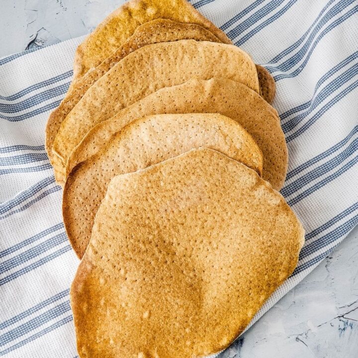 Cooked matzah on a towel