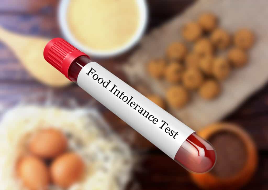 tube of blood for a food sensitivity test