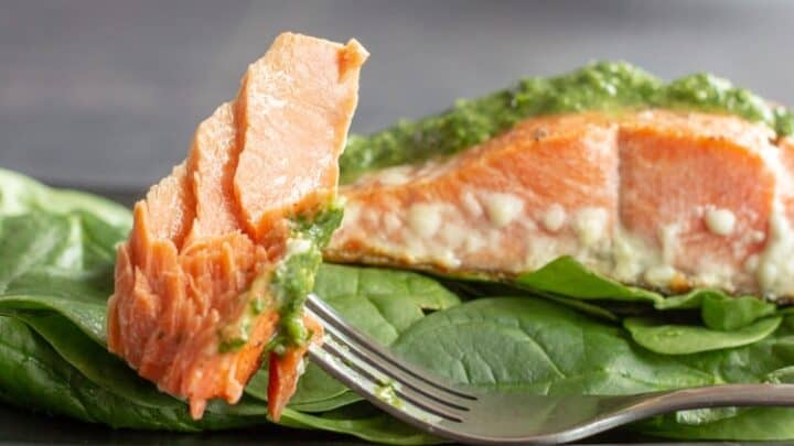 Image for Pesto Salmon - Low Carb, Keto, Gluten-Free, Whole30, Paleo, THM S