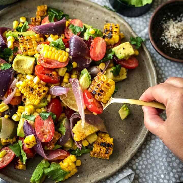 Image for Charred Corn Avocado Salad with Roasted Red Onions