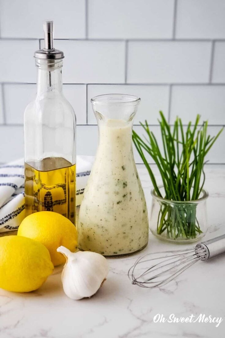 Creamy Garlic Lemon Salad Dressing THM FP, Low Fat Oh Sweet Mercy