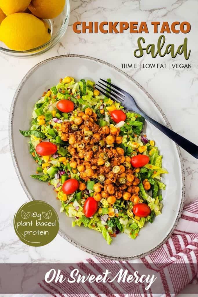 Pinterest Pin image for Chickpea Taco Salad