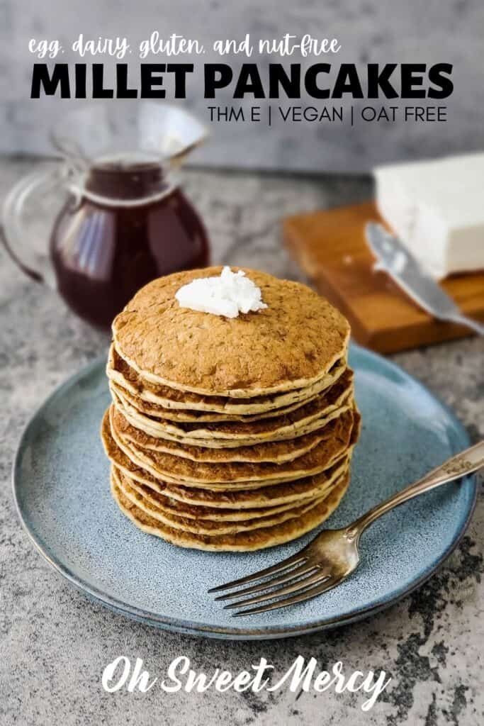 Pinterest Pin Image for Millet Pancakes