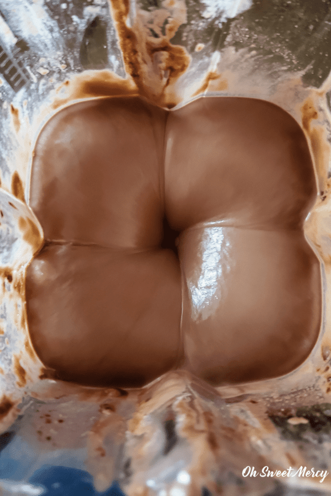Overhead shot of pudding while blending