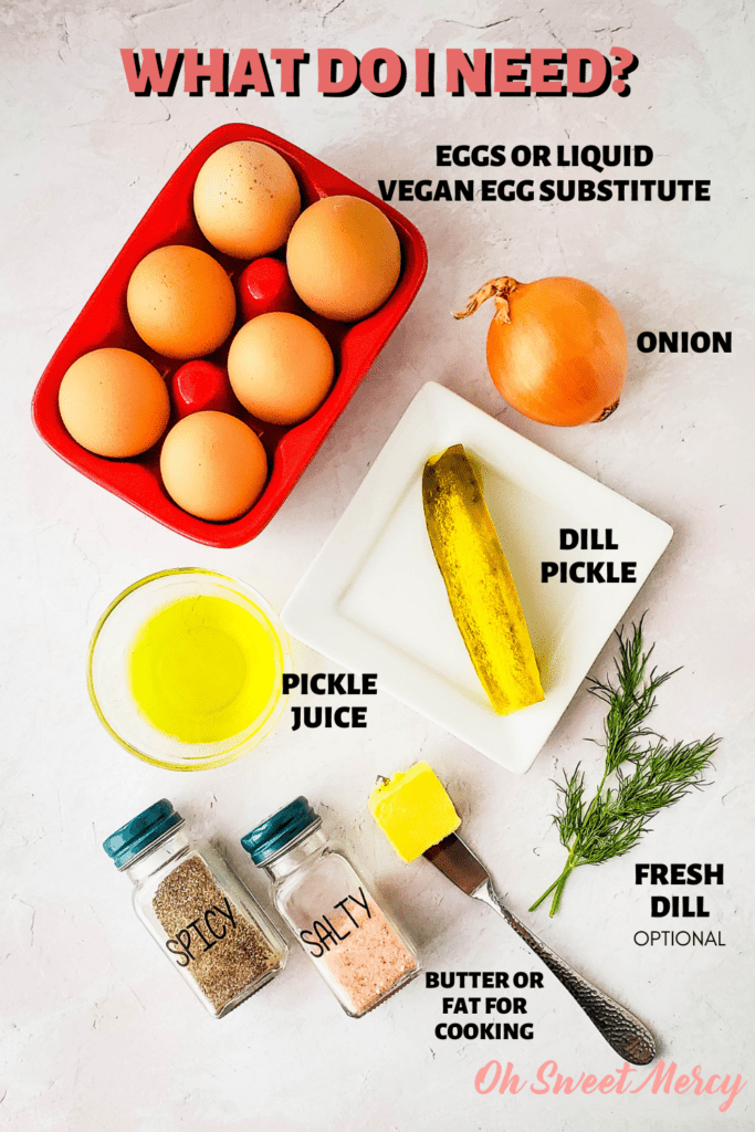 Dill Pickle Scrambled Eggs THM S or FP, VEGAN Option - Oh Sweet Mercy